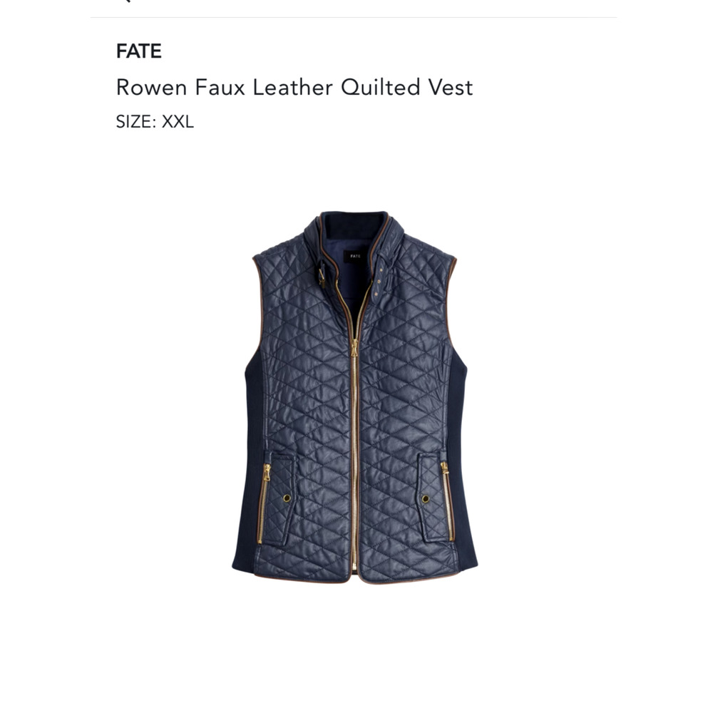 Stitch Fix FATE Rowen Quilted Vest Jacket Navy Blue Womens Plus Size 2X NEW